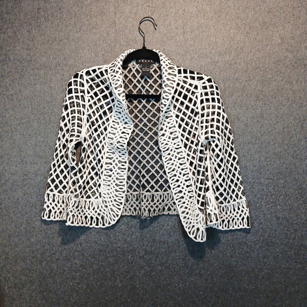 Weavz S B+W shrug classic layers glam retro core 90s lattice lace goth mesh